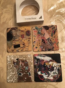 "gustav Klimt Collection" Absorbent Coasters 4/4 Inches Set - Picture 1 of 6