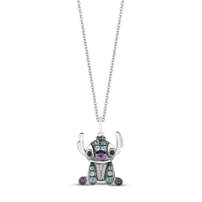 925 Sterling Silver Lilo & Stitch London Simulated Topaz Amethyst Pendant Chain - Image 1 of 4