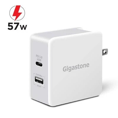 Gigastone USB-C 60W Wall Charger Power Delivery PD 3.0 45W Fast Charge, Foldable - Image 1 of 4