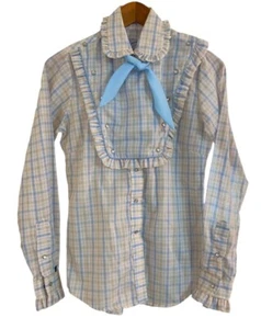 Vintage 1970's Rockmount Ranch Wear Western Pearl Snap Prairie Pastel Ruffle M - Picture 1 of 12