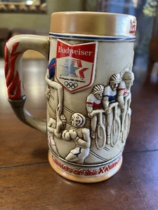 Sweet Vintage 80s Budweiser Beer Stein Olympics Games of XXIII Olympiad LA 1984 - Picture 1 of 9
