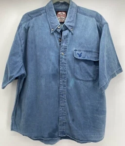 VTG Jordache Shirt Mens XL Button Down SS Blue Eagle Short Sleeve Pocket - Picture 1 of 10