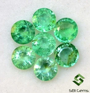 2.04 Cts Natural Emerald Round Cut 4.25 mm Lot 07 Pcs Faceted Loose Gemstones - Picture 1 of 4