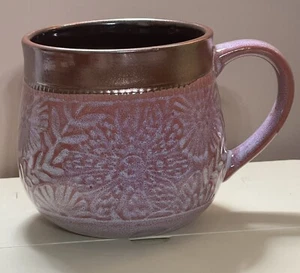 NEU! Potter’s Corner geprägter Steinzeug Becher Tasse Altrosa mit Bronze Metallic - Bild 1 von 4