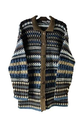 VTG 90s Womens Large Coogi Style Rainbow Knit Baggy Cardigan Sweater Foto 1 de 4