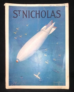 Antique magazine ST NICHOLAS 1929 AIRSHIP COVER ART aviation article dirigible - Picture 1 of 7
