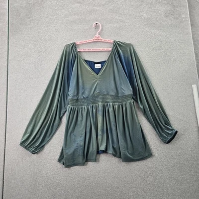 Blusa Torrid Mujer 2 Verde Nylon Poliéster Peplum Calado Cuello en V Pullover LEER Foto 1 de 4