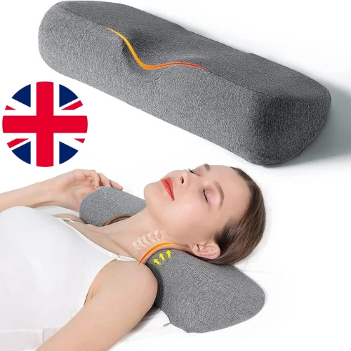 Almohada cervical ortopédica de espuma viscoelástica soporte para cuello almohada de contorno para dormir lateral Foto 1 de 4