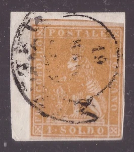 Italia Toscana, 1 soldo ocra II emissione su frammento (cert. Ferrario) -HB39 - Imagen 1 de 3
