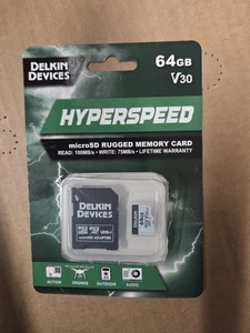 64gb V30 MicroSD Rugged Memory Card Delkin Devices Brand New - Picture 1 of 1
