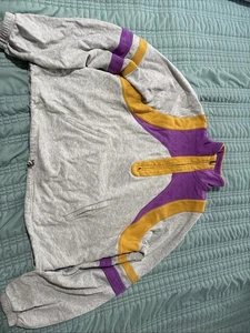 Free People XS Women’s Gray Purple Gold Crop Sweatshirt Pulley Long Sleeve - Picture 1 of 11