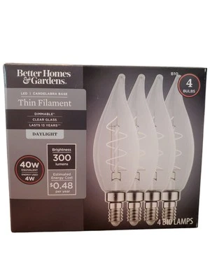 2 Pk Better Homes & Gardens B10 LED Bulbs 40W Eqv Daylight Clear Glass Dimmable - Image 1 of 3