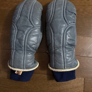 Vintage Kombi Rindsleder Ski Fäustlinge Handschuhe Damen Large hellblau - Bild 1 von 5