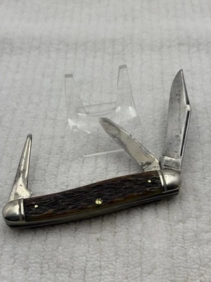 Kutmaster Utica NY USA Vintage 3 Blade Stockman Pocket Knife(78) - Image 1 of 4