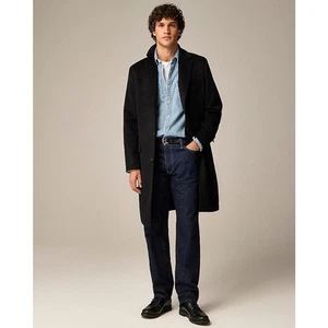 J.Crew Men's Black Rivington Topcoat In Italian Wool Cashmere Blend Size 44L NWT - Picture 1 of 15