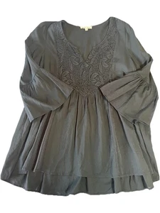 Vestido Dobladillo e Hilo Talla M Túnica Campesina Bordada Manga Campana Negro Occidental - Imagen 1 de 6