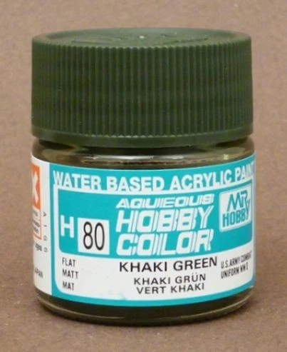 GUNZE - MR HOBBY GUNZE H-080 AQUEOUS HOBBY COLORS (10 ML) KHAKI GREEN