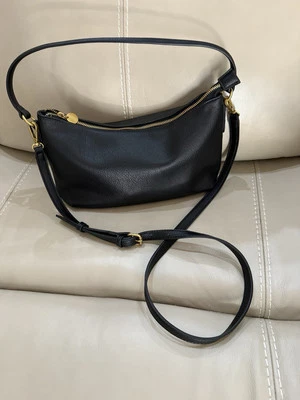 Nuevo Bolso de Hombro STYLE & CO Guijarro Medio con Cremallera Negro Profundo Dos Correas Foto 1 de 4