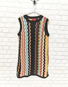 MISSONI Vestido Vintage Zig Zag Patrón Hasta la Rodilla Sin Mangas Talla L - Imagen 1 de 4
