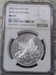 2023 AUSTRIA S1.5E VIENNA PHILHARMONIC 1 oz .999 SILVER NGC MS 69 - Picture 1 of 2
