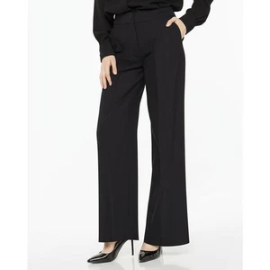 Pantalone elegante nero donna Lady Henry Segal taglia 10 plissettato professionale chic nuovo con etichette - Foto 1 di 8