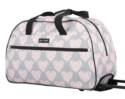 Betsey Johnson Carry-On Softside Chevron Hearts Polyester Rolling Duffel Bag - Image 1 of 4