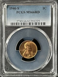 Lincoln Wheat 1946-S 1C RD un centavo graduación profesional MS66RD 61291225 - Imagen 1 de 2