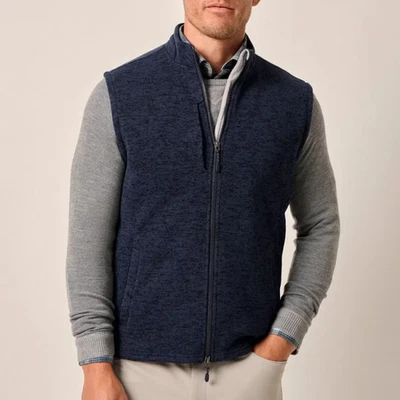 Johnnie O Big 4X Denali Double Full Zip Light Navy Blue Fleece Sweater Vest - Image 1 of 4