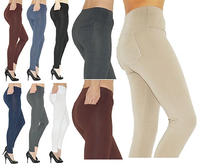 YESET Damen Leggings lang Hose lange Leggins Röre Baumwolle hoher Bund mit Taschen