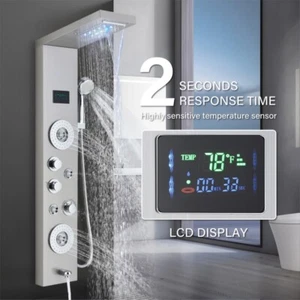LED Shower Panel Tower System Stainless Steel Rain&Waterfall Massage Jet Mixer - Picture 1 of 22