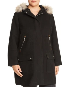 Women Plus Size Bagatelle Hooded PARKA Coat FAUX FUR TRIM sz 1X B4HP - Picture 1 of 2