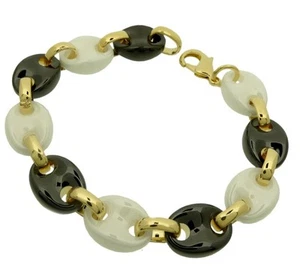 Armband mit Keramik schwarz weiss und Edelstahl vergoldet Neu versch. Modelle - Picture 1 of 4