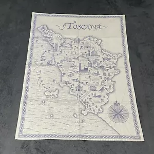 Tessitura Toscana Telerie tapestry Tuscany, Italy Region Map of Towns and City's - Picture 1 of 6