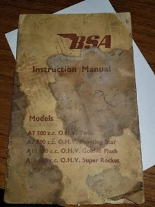 Vintage Motorcycle BSA Instruction Manual A7 A10 super rocket, golden flash - Picture 1 of 6