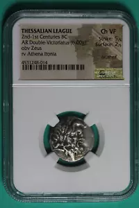 Thessalian League NGC Ch VF 2nd-1st Centuries BC AR Double-Victoriatus #B37646 - Picture 1 of 2