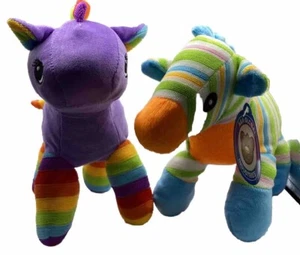 Set of 2 NWT Horse/dragon plushies by A&A Global Industries, Inc. 8”, 9” Rainbow - Picture 1 of 6