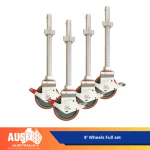 8 Inch Adjustable Wheels x4 for Aluminium Scaffold Mobile Tower - Picture 1 of 2