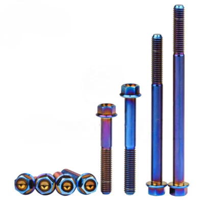 Titanium Bolt M6 Flange Head Hex Screw Burnt blue Grade 5 for Bike Parts - Image 1 of 4