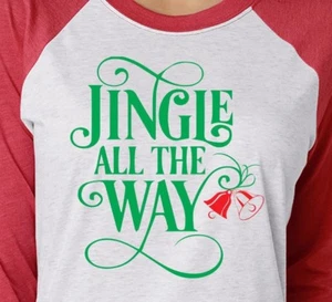 Jingle All The Way Mangas 3/4 Raglan Regalo de Navidad Carol Vacaciones Familia Divertido - Imagen 1 de 4