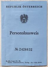 Personalausweis Wien 1973 Republik Österreich ID Card Vienna Austria 2. Republik