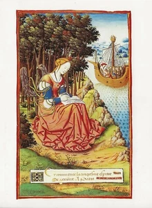 Postcard Ovide "Penelope Writing Her Fifth Letter" French 1496 Illuminated MSS - Picture 1 of 1