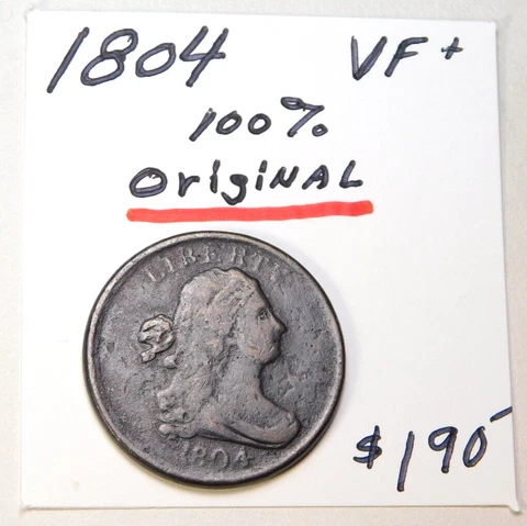 1804 DRAPED BUST HALF CENT - ORIGINAL VF+ CHOCOLATE BROWN ⭐⭐ Cover