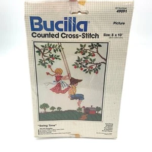 Vintage Bucilla Sealed Counted Cross Stitch Kit “Swing Time” USA Made 8”x10” - Picture 1 of 9