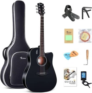 Rosen Solid Top Dreadnought Acoustic Guitar 41 Inches Spruce Guitar Beginner Bun - Picture 1 of 7