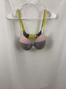 Victoria’s Secret Womens Pink Grey Lime Green Uplift Semi Demi 32DD Bra - Picture 1 of 12