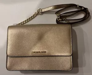 Michael Kors H17 Pale Gold Metallic Crossbody Damen Handtasche Tasche Kettenriemen - Bild 1 von 12