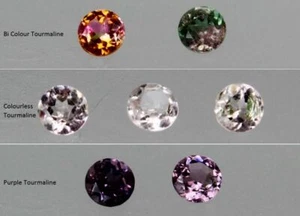 1x 2mm Natural Tourmaline Round Loose Gemstone Purple Bi-colour Colourless White - Foto 1 di 18