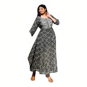 Women Indian Flared Anarkali Kurta Rayon Dupatta Bollywood Style Wedding Gown - Picture 1 of 6