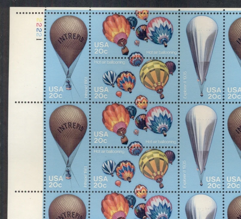 US #2032-5 20¢ Balloons, Complete Sheet of 40, og, NH, - Image 1 of 1
