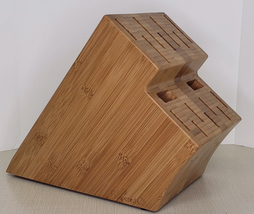 The Pampered Chef Knife Block Holder Bamboo Wooden Large 16 Slot Retired - Image 1 of 4